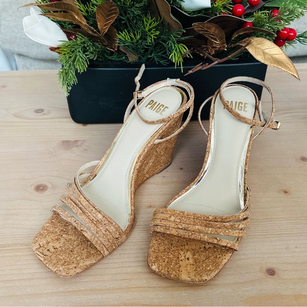 PAIGE Women's Shelby Cork Wedge Sandals Size 10